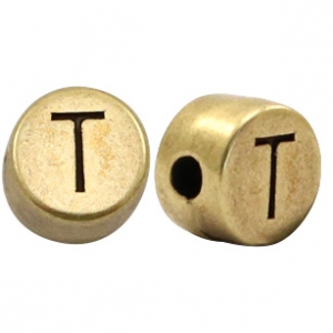 Perle Buchstabe Metall DQ T Antik bronze (nickelfrei)