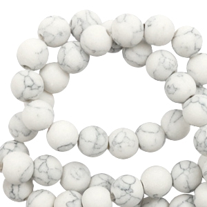 8 mm Perlen Naturstein Matt mit Marble Look White
