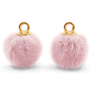 Anh&auml;nger Pompom mit &Ouml;se faux fur 12mm Vintage pink-gold