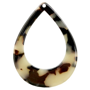 Anh&auml;nger Resin Tropfen 45x34mm Creme-black