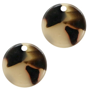 Anh&auml;nger Resin rund 12mm Creme-black