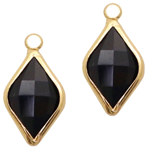 Anh&auml;nger aus Kristallglas Rhombus 10x14mm Jet black-gold
