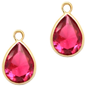Anh&auml;nger aus Kristallglas tropfenform 11x7mm Indian pink crystal-gold