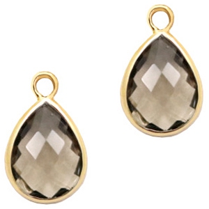 Anh&auml;nger aus Kristallglas tropfenform 11x7mm Greige-gold