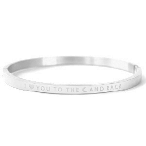 Stainless Steel - Rostfrei Stahl Armb&auml;nder "I LOVE YOU TO THE MOON AND BACK" Silver