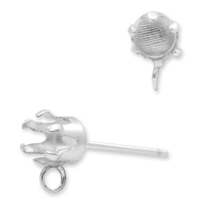 Zubeh&ouml;r 925 Silber Ohrstecker mit  Fassung f&uuml;r Swarovski PP32 (4mm) mit &Ouml;se Silber