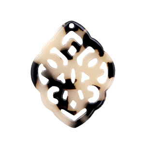 Anh&auml;nger aus Resin Rhombus Barock Cream black