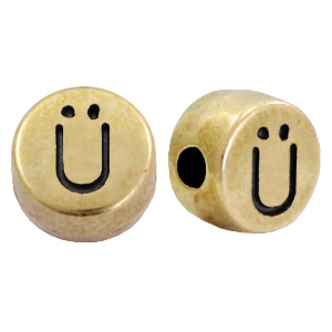 Perle Buchstabe Metall DQ &Uuml; Antik bronze (Nickelfrei)