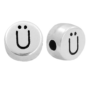 Perle Buchstabe Metall DQ &Uuml; Antik silber (Nickelfrei)