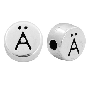 Perle Buchstabe Metall DQ &Auml; Antik silber (Nickelfrei)