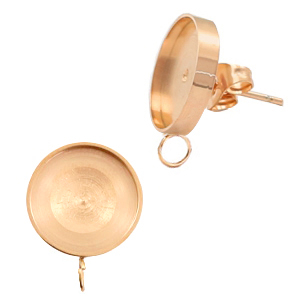 Ohrringe Polaris Steel (mit &Ouml;se vertikal) Fassung f&uuml;r 7mm Cabochon/Swarovski SS34 Rosegold