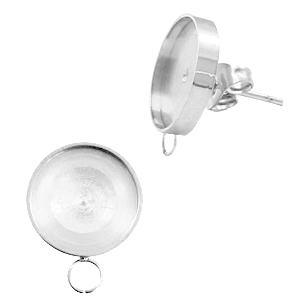 Ohrringe Polaris Steel (mit &Ouml;se horizontal) Fassung f&uuml;r 7mm Cabochon/Swarovski SS34 Silber