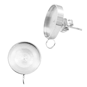 Ohrringe Polaris Steel (mit &Ouml;se vertikal) Fassung f&uuml;r 7mm Cabochon/Swarovski SS34 Silber