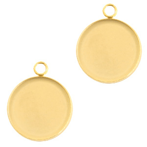Zubeh&ouml;r aus Stainless Steel - Rostfreiem Stahl Fassung Anh&auml;nger f&uuml;r Cabochon 20mm Gold