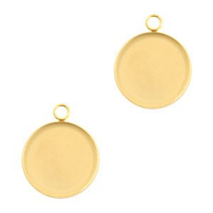 Zubeh&ouml;r aus Stainless Steel - Rostfreiem Stahl Fassung Anh&auml;nger f&uuml;r Cabochon 12mm Gold