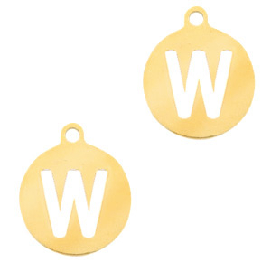 Anh&auml;nger aus Stainless Steel - Rostfreiem Stahl 10mm Initial coin W Gold
