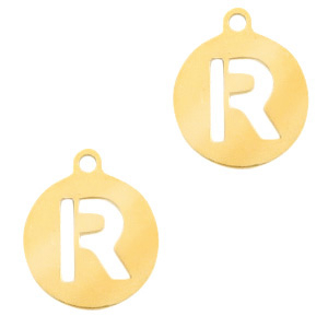 Anh&auml;nger aus Stainless Steel - Rostfreiem Stahl 10mm Initial coin R Gold