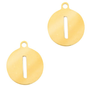 Anh&auml;nger aus Stainless Steel - Rostfreiem Stahl rund 10mm Initial coin I Gold