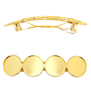 Metall Fassung Haarspange f&uuml;r 4 Cabochons 20mm Gold