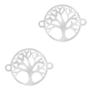 Anh&auml;nger aus Stainless Steel - Rostfreiem Stahl Zwischenst&uuml;ck Tree of Life 13mm Silber
