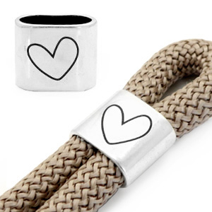 Schieber Metall DQ "HEART" Antik silber (Nickelfrei)