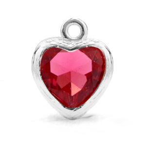 Anh&auml;nger aus Kristallglas Heart Indian pink-silver