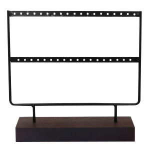 Schmuck Display Ohrringe zwei reihen mit Holz St&auml;nder Black-dark brown