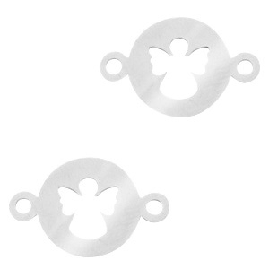 Anh&auml;nger aus Stainless Steel - Rostfreiem Stahl Zwischenst&uuml;ck Engel Silber