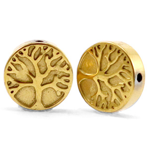 Perlen aus H&auml;matit Tree of Life 10mm Gold