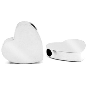 Perlen aus Stainless Steel - Rostfreiem Stahl Herz Silber