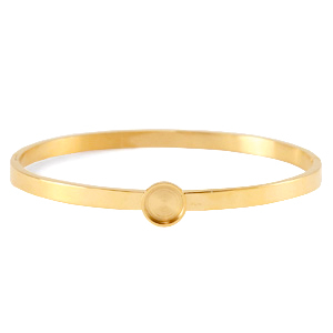 Polaris Steel Bangle Armband aus Rostfreiem Stahl mit Fassung f&uuml;r 7mm Cabochon/Swarovski SS35 Gold