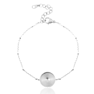 Polaris Steel Armband aus Rostfreiem Stahl mit Fassung f&uuml;r 12mm Cabochon Ball Silber