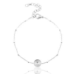 Polaris Steel Armband aus Rostfreiem Stahl mit Fassung f&uuml;r 7mm Cabochon / Swarovski SS34 Ball Silber