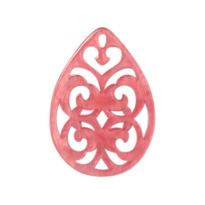 Anh&auml;nger aus Resin Tropfen Barock 38x27mm Fruit dove pink