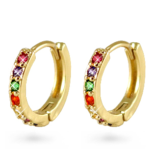 Zirconia Rainbow Creolen Gold