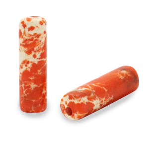Perlen Naturstein Tube Coral orange
