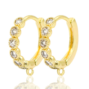 TQ Metall Brass Ohrringe Strass verschliessbar mit &Ouml;se Gold