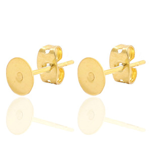Stainless Steel - Rostfrei Stahl Ohrringe / Ohrstecker f&uuml;r 7mm Cabochon und SS34 flatback Gold