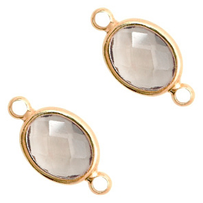 Zwischenst&uuml;cke Kristallglas oval 16x9mm Black diamond crystal-gold