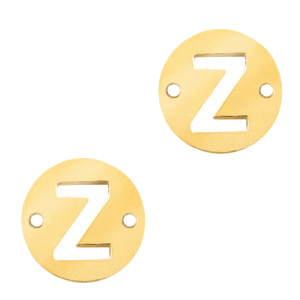 Anh&auml;nger aus Stainless Steel - Rostfreiem Stahl Zwischenst&uuml;ck rund 10mm Initial coin Z Gold