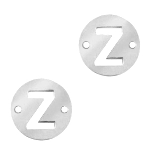 Anh&auml;nger aus Stainless Steel - Rostfreiem Stahl Zwischenst&uuml;ck rund 10mm Initial coin Z Silber