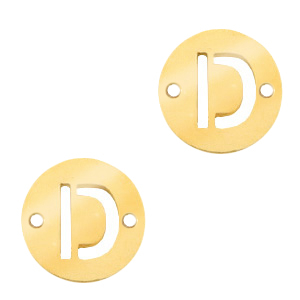 Anh&auml;nger aus Stainless Steel - Rostfreiem Stahl Zwischenst&uuml;ck 10mm Initial coin D Gold