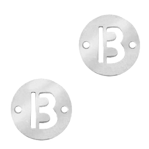 Anh&auml;nger aus Stainless Steel - Rostfreiem Stahl Zwischenst&uuml;ck 10mm Initial coin B Silber