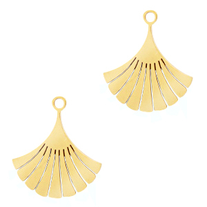 Anh&auml;nger aus Stainless Steel - Rostfreiem Stahl Ginkgo Blatt Gold