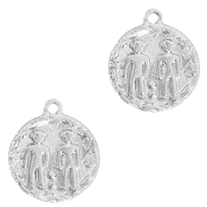 TQ Metall brass Anh&auml;nger Sternzeichen Zwillinge Silber