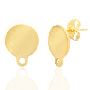 Stainless Steel - Rostfrei Stahl Ohrringe 10mm mit &Ouml;se Gold