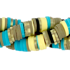 Perlen Katsuki 6mm Greige-blue-yellow mix