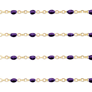 Zubeh&ouml;r aus Stainless Steel - Rostfreiem Stahl Gliederkette 1mm Regal purple-gold