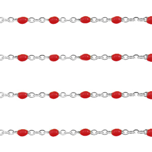 Zubeh&ouml;r aus Stainless Steel - Rostfreiem Stahl Gliederkette 1mm Samba red-silber