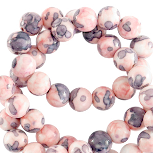 6 mm Perlen Naturstein rund Light pink-blue